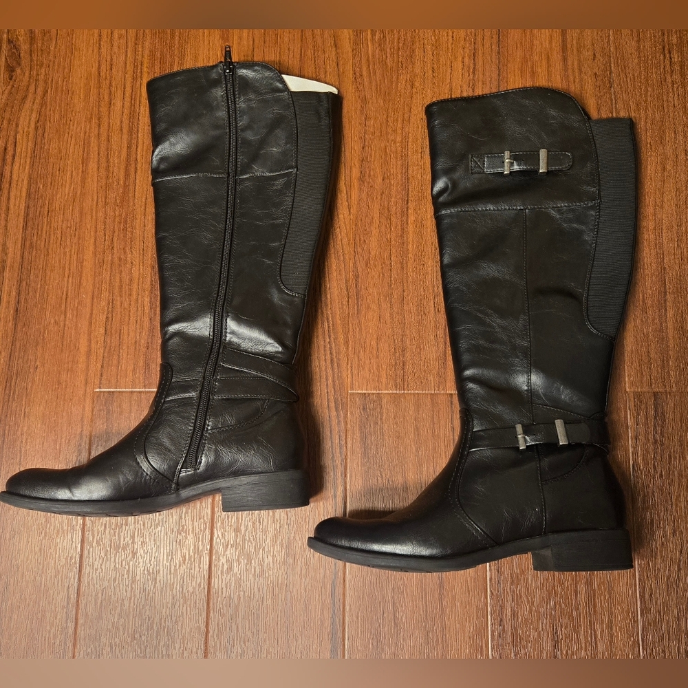 Roccio By Yuu Womens Knee High Wide Fit Black Riding Boots Size 8.5 - Picture 4 of 12